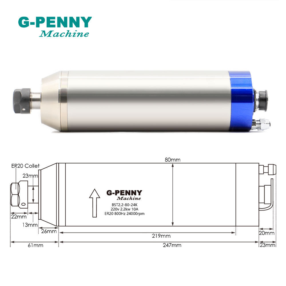 2.2kw ER20 D80 Spindel Logam d - 2.2Kw Water Cooled Spindle Kit Vfd ulasan dan harga